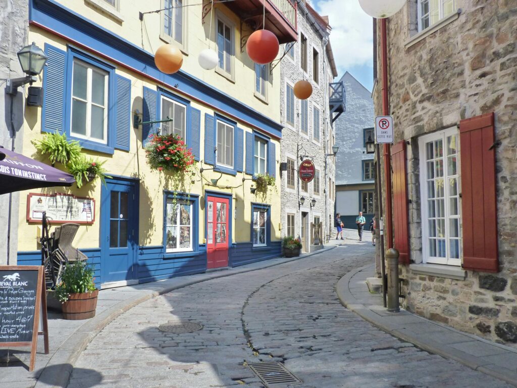 Explore the picturesque cobblestone streets and historic architecture of Old Quebec City, perfect for tourism and sightseeing.